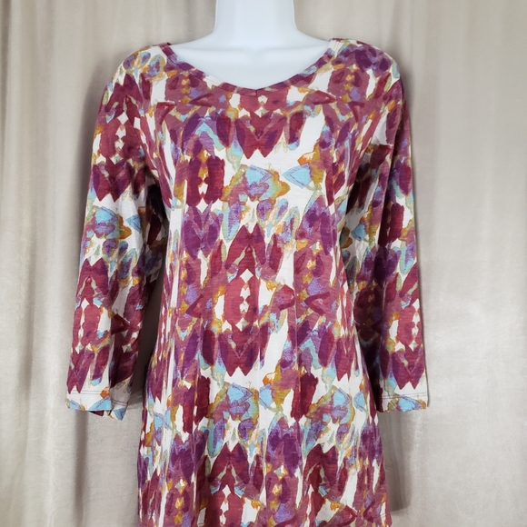 NWOT LOGO purple multicolor abstract print 2 pockets tunic T-shirt Womens Small - Picture 5 of 5